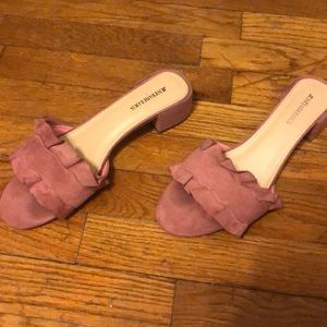 Pink ruffle flats with small heel